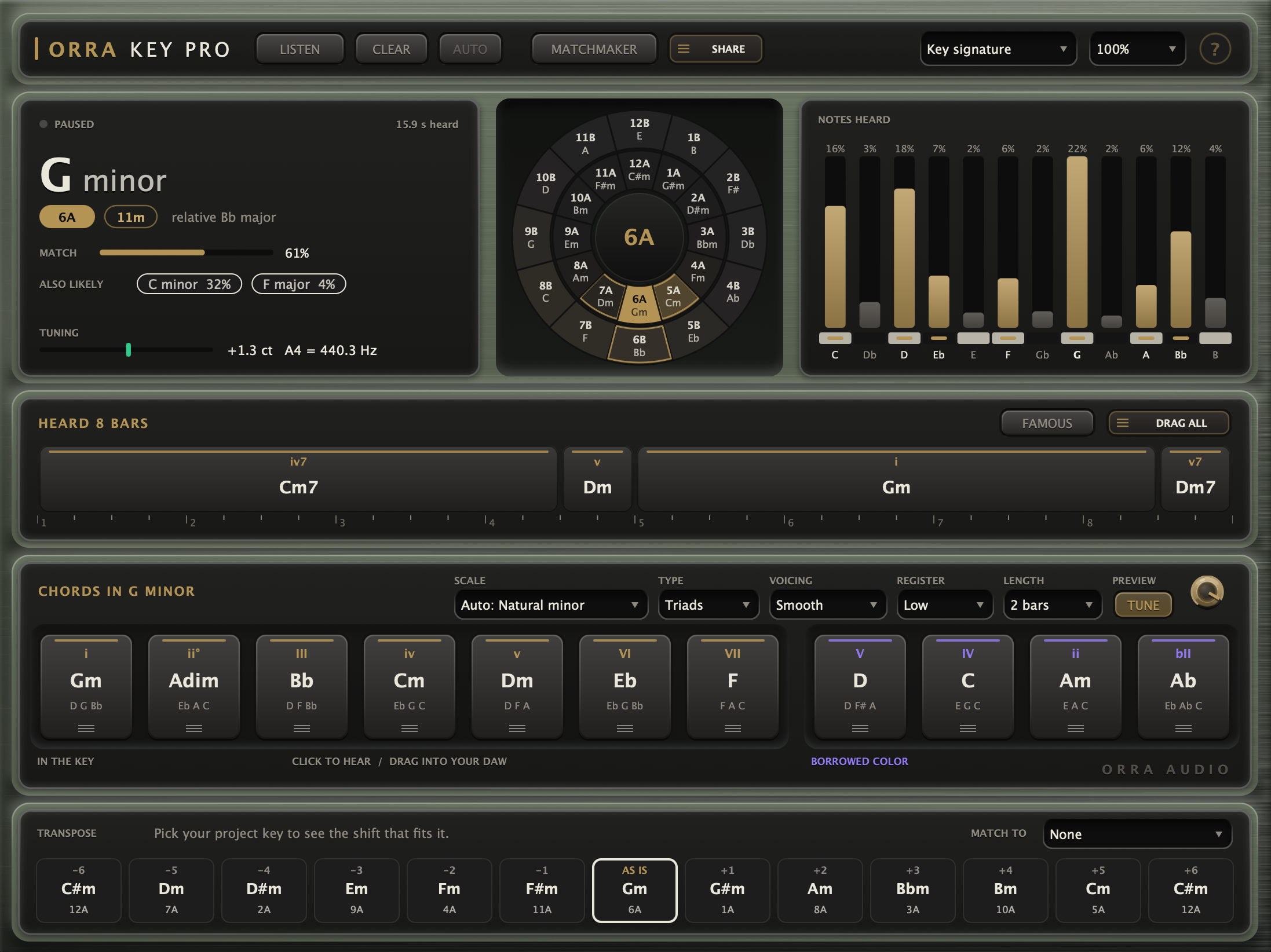 The Orra Key Pro interface